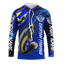 Load image into Gallery viewer, Custom Catfish Fishing Long Sleeve Tournament Shirts, Catfish Fishing Jerseys Fishing Gifts | Blue IPHW7014