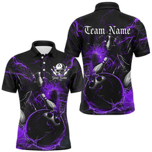 Load image into Gallery viewer, Black And Purple Thunder Lightning Custom Bowling Shirts For Men, Bowling Uniform For Bowling Team IPHW7263