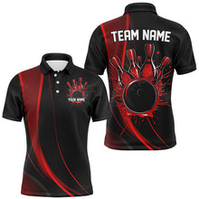 Load image into Gallery viewer, Custom Black And Red Bowling Team Shirts For Men, Classic Bowling Uniform Bowling League Shirts IPHW7267