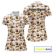 Load image into Gallery viewer, Custom Cute Ginger Tabby Cat Bowling Women Polo Shirts, Cat Bowling Team Shirt IPHW10303