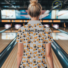 Load image into Gallery viewer, Custom Cute Ginger Tabby Cat Bowling Women Quarter-Zip Shirts, Cat Bowling Team Shirt IPHW10304