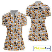 Load image into Gallery viewer, Custom Cute Ginger Tabby Cat Bowling Women Quarter-Zip Shirts, Cat Bowling Team Shirt IPHW10304