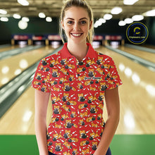 Load image into Gallery viewer, Custom Cute Ginger Tabby Cat Bowling Women Polo Shirts, Cat Bowling Team Shirt IPHW10305