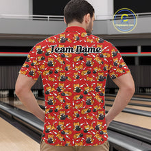Load image into Gallery viewer, Custom Cute Ginger Tabby Cat Bowling Men Quarter-Zip Shirts, Cat Bowling Team Shirt IPHW10305