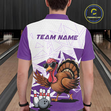 Load image into Gallery viewer, White And Purple Custom Funny Turkey Bowling Men Shirt, Bowling League Team Shirt IPHW10806