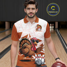 Load image into Gallery viewer, White And Orange Custom Funny Turkey Bowling Men Shirt, Bowling League Team Shirt IPHW10807