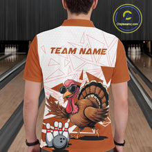 Load image into Gallery viewer, White And Orange Custom Funny Turkey Bowling Men Shirt, Bowling League Team Shirt IPHW10807