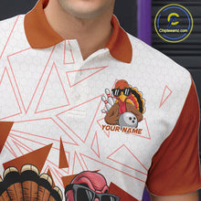 Load image into Gallery viewer, White And Orange Custom Funny Turkey Bowling Men Shirt, Bowling League Team Shirt IPHW10807