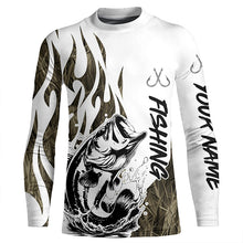 Load image into Gallery viewer, Bass Fishing Camo Tattoo Custom Long Sleeve Fishing Shirts, Bass Tournament Fishing Shirt IPHW6539