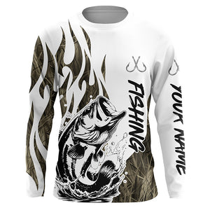 Bass Fishing Camo Tattoo Custom Long Sleeve Fishing Shirts, Bass Tournament Fishing Shirt IPHW6539