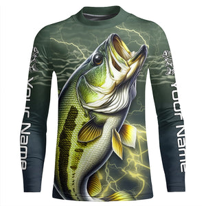 Personalized Bass Fishing Jerseys, Largemouth Bass Long Sleeve Tournament Fishing Shirts IPHW4724