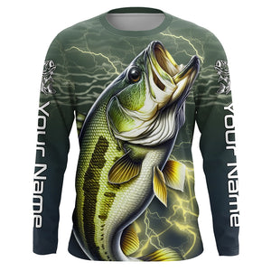 Personalized Bass Fishing Jerseys, Largemouth Bass Long Sleeve Tournament Fishing Shirts IPHW4724