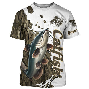 Grass Lake Camo Custom Catfish Fishing Long Sleeve Shirts, Catfish Tournament Fishing Shirt IPHW7028