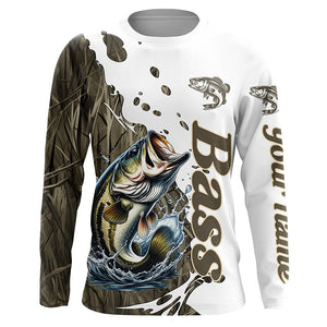 Grass Lake Camo Custom Bass Fishing Long Sleeve Shirts, Bass Tournament Fishing Shirt IPHW7030