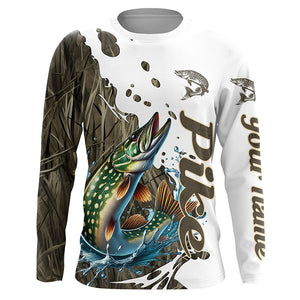 Grass Lake Camo Custom Pike Fishing Long Sleeve Shirts, Pike Tournament Fishing Shirt IPHW7031