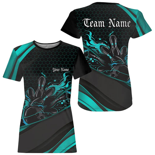 Custom Blue Flame Bowling For Women, Bowling League Bowling Team Bowlers Outfit IPHW7270