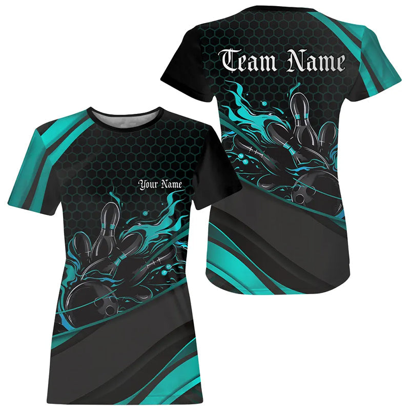 Custom Blue Flame Bowling For Women, Bowling League Bowling Team Bowlers Outfit IPHW7270