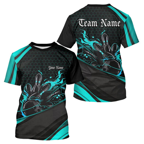 Custom Blue Flame Bowling For Men, Bowling League Bowling Team Bowlers Outfit IPHW7270