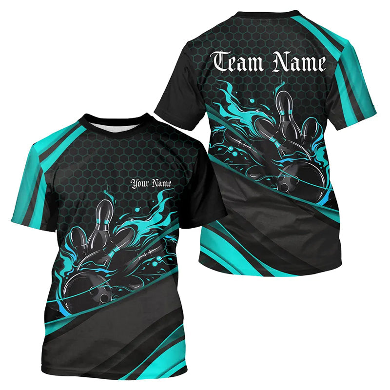 Custom Blue Flame Bowling For Men, Bowling League Bowling Team Bowlers Outfit IPHW7270