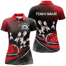 Load image into Gallery viewer, Black And Red Custom Bowling Team Jerseys, Bowling League Shirts For Women, Bowlers Outfits IPHW7275