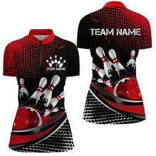 Load image into Gallery viewer, Black And Red Custom Bowling Team Jerseys, Bowling League Shirts For Women, Bowlers Outfits IPHW7275