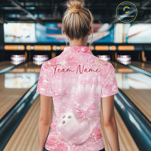 Load image into Gallery viewer, Custom Elegant Roses And Butterfly Women Bowling Quarter-Zip Shirt, Ladies Bowling Shirt IPHW10312