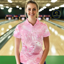 Load image into Gallery viewer, Custom Elegant Roses And Butterfly Women Bowling Polo Shirts, Ladies Bowling Shirt IPHW10313