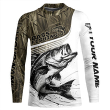 Load image into Gallery viewer, Personalized Largemouth Bass Fishing Camo Long Sleeve Fishing Shirts, Bass Fishing Jerseys IPHW5808