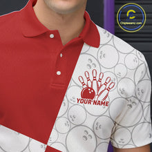 Load image into Gallery viewer, Custom White And Red Retro Style Bowling Team Shirts For Men And Women, Bowling Jerseys IPHW10602