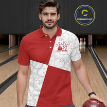 Load image into Gallery viewer, Custom White And Red Retro Style Bowling Team Shirts For Men And Women, Bowling Jerseys IPHW10602