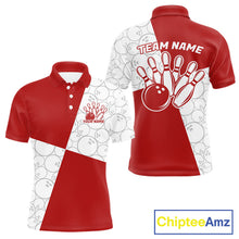 Load image into Gallery viewer, Custom White And Red Retro Style Bowling Team Shirts For Men And Women, Bowling Jerseys IPHW10602