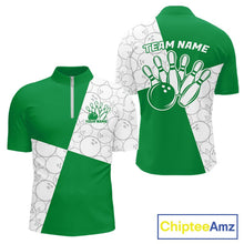 Load image into Gallery viewer, Custom White And Green Retro Style Bowling Team Shirts For Men And Women, Bowling Jerseys IPHW10604