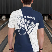 Load image into Gallery viewer, Custom White And Blue Retro Style Bowling Team Shirts For Men And Women, Bowling Jerseys IPHW10605