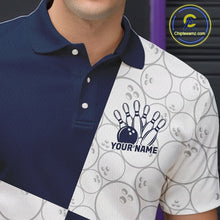 Load image into Gallery viewer, Custom White And Blue Retro Style Bowling Team Shirts For Men And Women, Bowling Jerseys IPHW10605