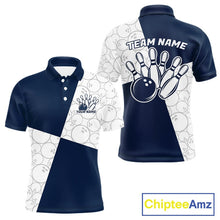 Load image into Gallery viewer, Custom White And Blue Retro Style Bowling Team Shirts For Men And Women, Bowling Jerseys IPHW10605
