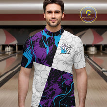 Load image into Gallery viewer, Custom Blue And Purple Camo Bowling Team Shirt For Men And Women, Camouflage Bowler Outfit IPHW10608