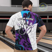 Load image into Gallery viewer, Custom Blue And Purple Camo Bowling Team Shirt For Men And Women, Camouflage Bowler Outfit IPHW10608