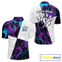 Load image into Gallery viewer, Custom Blue And Purple Camo Bowling Team Shirt For Men And Women, Camouflage Bowler Outfit IPHW10608