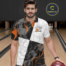 Load image into Gallery viewer, Custom Blue And Orange Camo Bowling Team Shirt For Men And Women, Camouflage Bowler Outfit IPHW10609