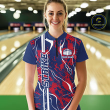 Load image into Gallery viewer, Custom Red,White And Blue Camo Strike Bowling Shirt, Patriotic Women Bowling Team Jersey IPHW10610