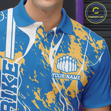 Load image into Gallery viewer, Custom Azure Blue And Yellow Camo Strike Bowling Shirt, Men Bowling League Team Jerseys IPHW10615