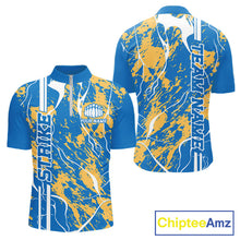 Load image into Gallery viewer, Custom Azure Blue And Yellow Camo Strike Bowling Shirt, Men Bowling League Team Jerseys IPHW10615
