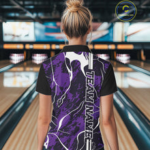 Load image into Gallery viewer, Custom Purple Camo Strike Bowling Shirts For Women, Bowling League Team Jerseys IPHW10616