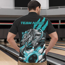 Load image into Gallery viewer, Custom Black And Blue Wolf Bowling Men Quarter-Zip Shirts, Wolf Scratch Bowling Team League Shirt IPHW8720