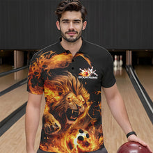 Load image into Gallery viewer, Custom Fire Flame Lion Bowling Team Men Polo Shirts, Lion Bowling League Shirt IPHW8976