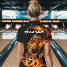 Load image into Gallery viewer, Custom Fire Flame Lion Bowling Team Women Polo Shirts, Lion Bowling League Shirt IPHW8976