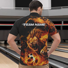 Load image into Gallery viewer, Custom Fire Flame Lion Bowling Team Men Quarter-Zip Shirts, Lion Bowling League Shirt IPHW8976