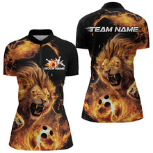 Load image into Gallery viewer, Custom Fire Flame Lion Bowling Team Women Quarter-Zip Shirts, Lion Bowling League Shirt IPHW8976