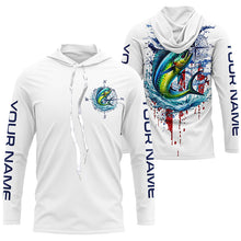 Load image into Gallery viewer, American Flag Mahi Mahi Fishing Custom Long Sleeve Fishing Shirts, Patriotic Saltwater Fishing Shirt IPHW7041