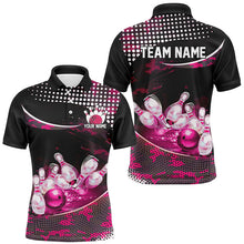 Load image into Gallery viewer, Pink Camo Custom Bowling Shirts For Men, Bowling League Shirt Bowling Team Uniform With Name IPHW7286